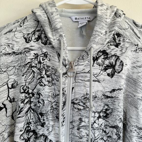 ATHLETA Jacket Women's SMALL Balance Eden Floral Zipped Hoodie Sweatshirt - Picture 4 of 11